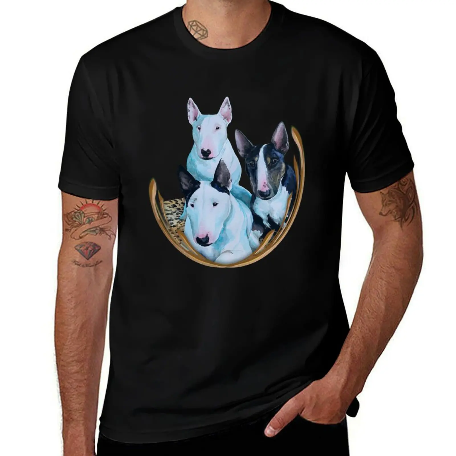 

Three bull terrier ladies T-Shirt fashion shirts gifts for boyfriend Funny t-shirt t shirts men