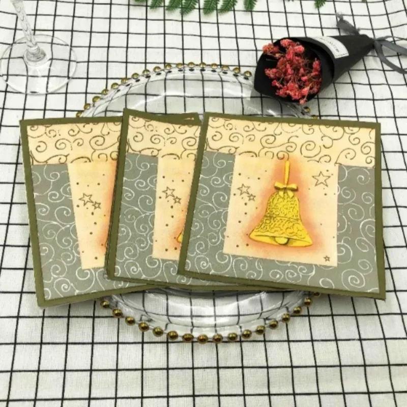 20 قطعة 33 سنتيمتر 2Layer حفلة عيد الميلاد الذهبي جرس المناديل الغذاء الصف كوكتيل المناديل مهرجان المناديل الحفلات DIY Decoupage ورقة