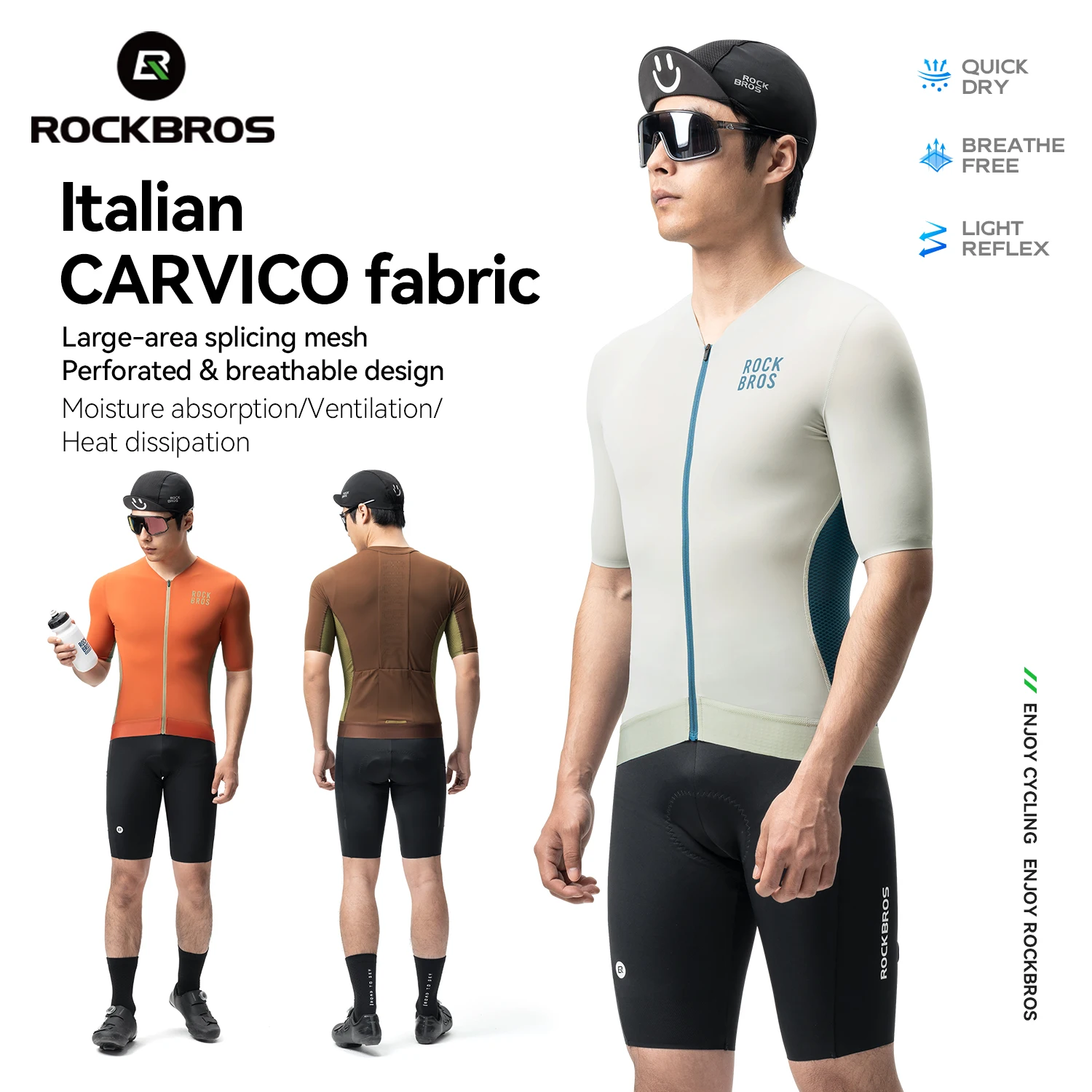 

ROCKBROS Summer Cycling Jersey Lightweight Breathable Quick Dry Short Sleeve Jersey Race Shirt Professional Men Cycling Clothing