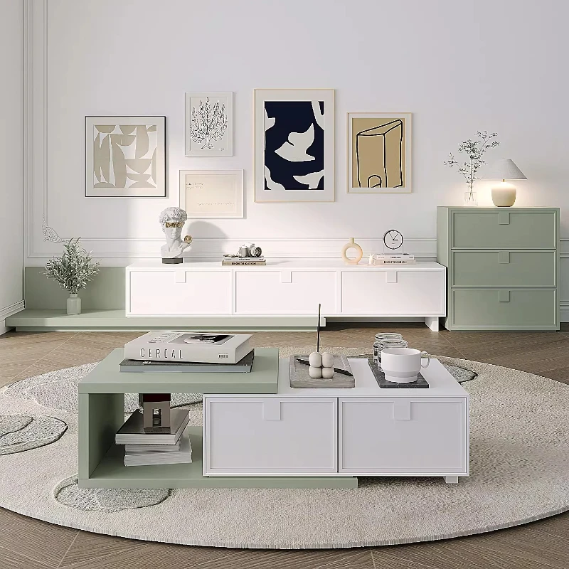 Light Color Tv Stand Retractable Extension Nordic Dresser Tv Stand White Lowboard Mobili Soggiorno Moderni Home Furniture