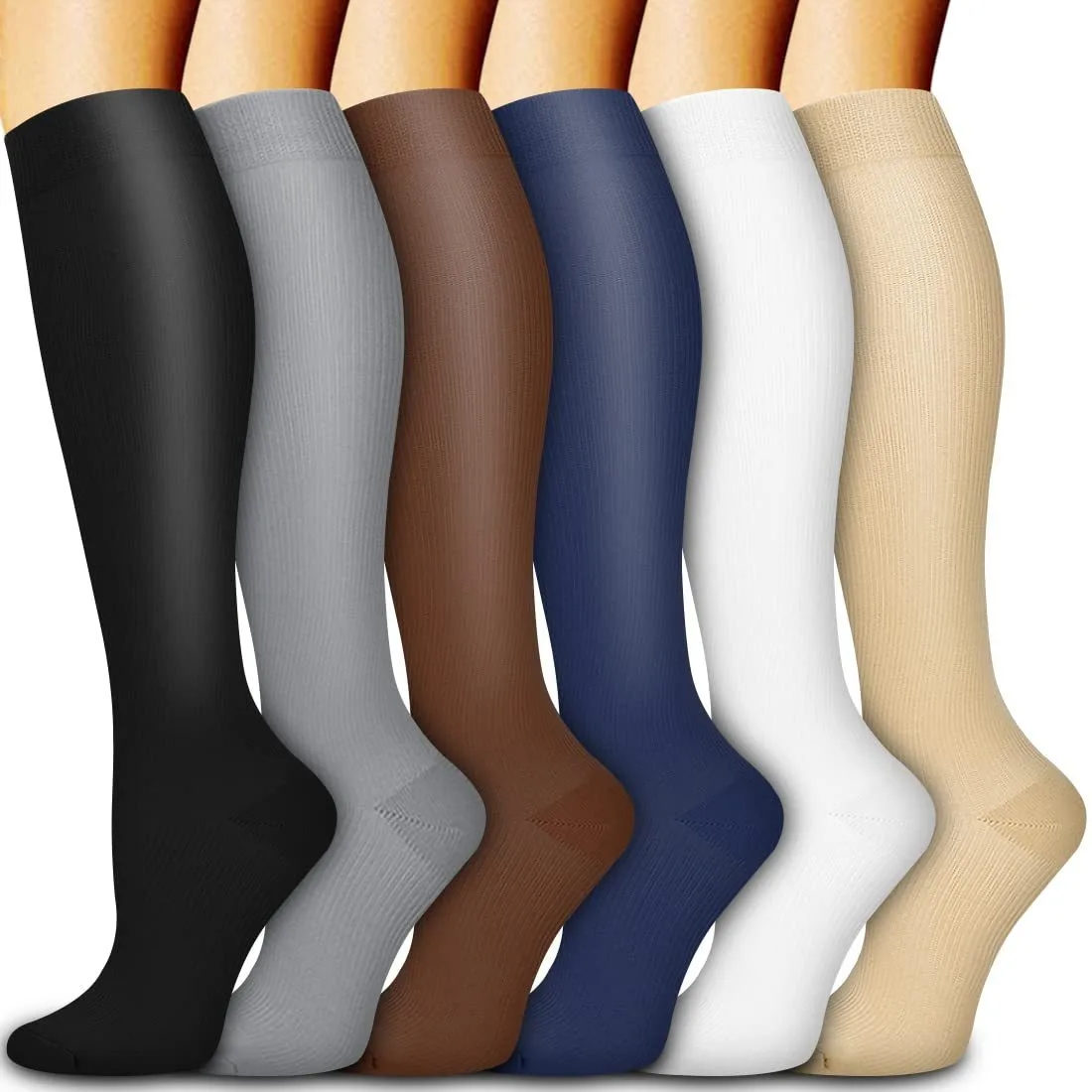 Nuevas medias de compresión para venas varicosas mujer hombres Nylon deportes maratón calcetines de color sólido