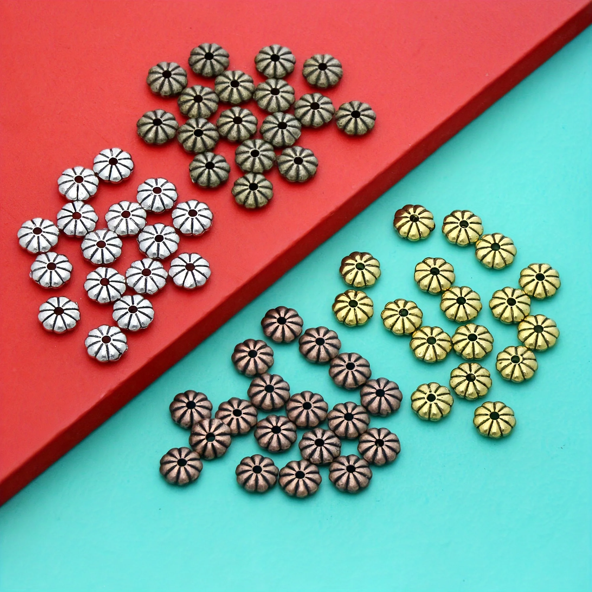 50pcs/lot  Daisy Spacer Bead 7mm Antique SilverAlloy Flower Rondelle Loose Beads  Craft Supplies for Jewelry Making DIY L605