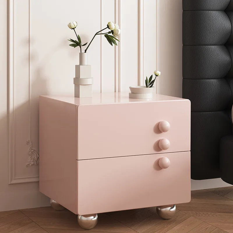 

ModernMinimalist Cream BedsideTable, FauxLeather AccentNightstand, SolidWood Frame Storage Unit Bedroom,ToolFree Assembly Drawer