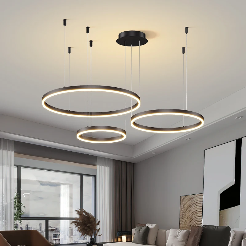 Candelabro de techo con anillo Circular para el hogar, iluminación Led moderna para sala de estar, dormitorio, comedor, iluminación interior