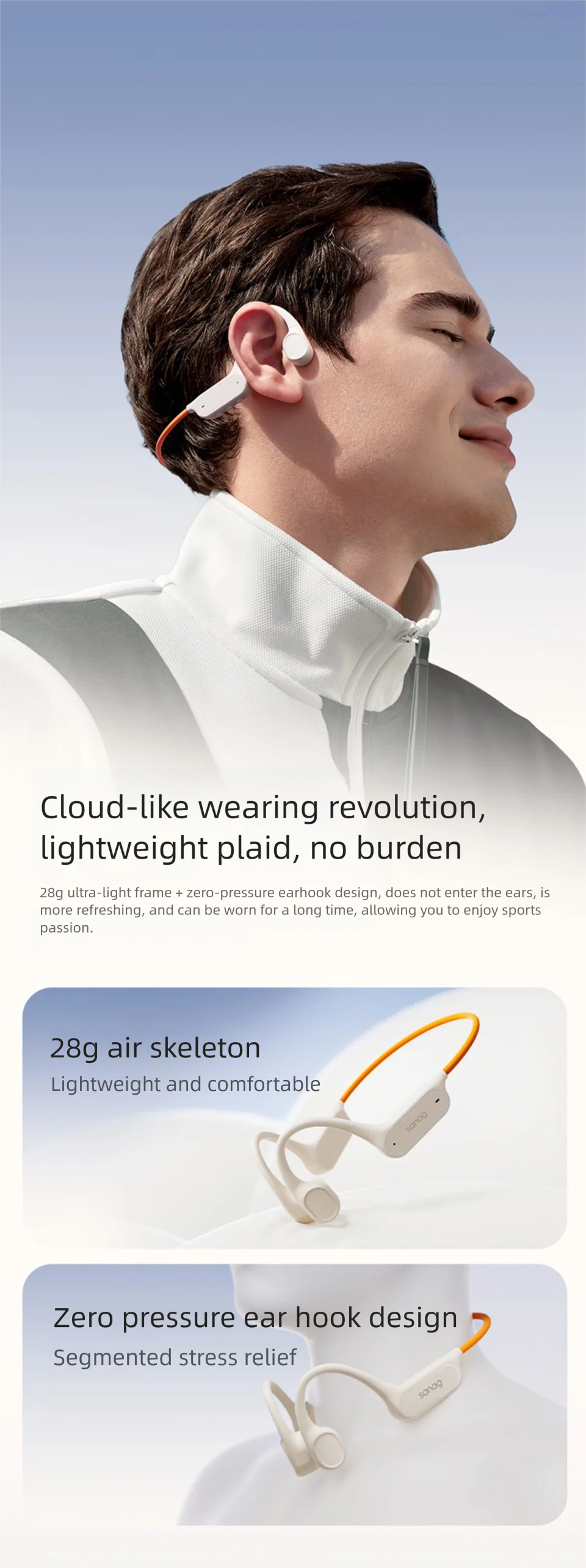 Sanag B33S Knochenleitung Bluetooth-Kopfhörer Open Ear IPX8 Schwimmkopfhörer Wahl 32 GB Speicher Wireless Headset MP3-Ohrhörer – Detail 7