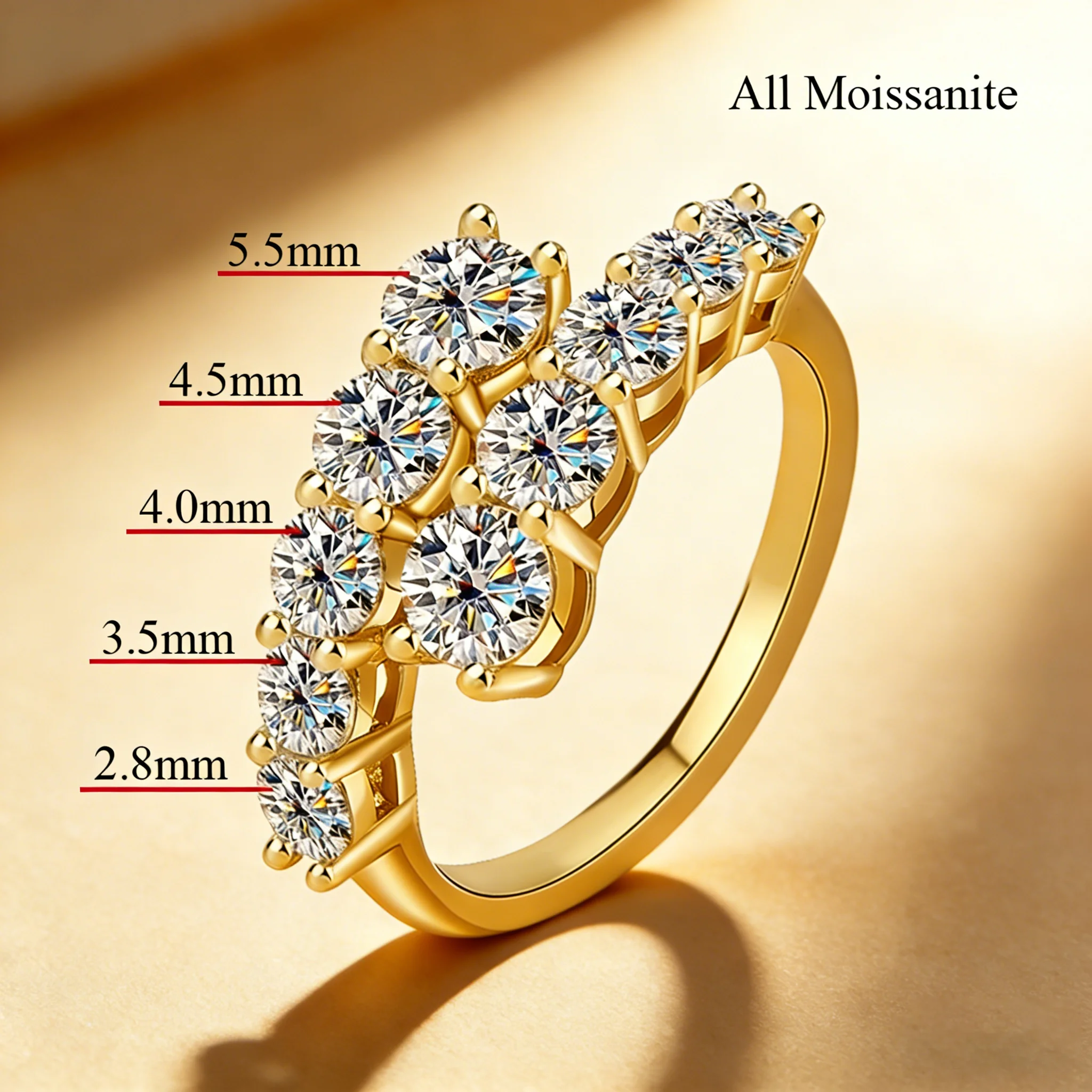

[New]D VVS Moissanite Rings for Women Sparkling Diamond Engagement Wedding Band With GRA 925 Sterling Sliver Plated 18k Ring