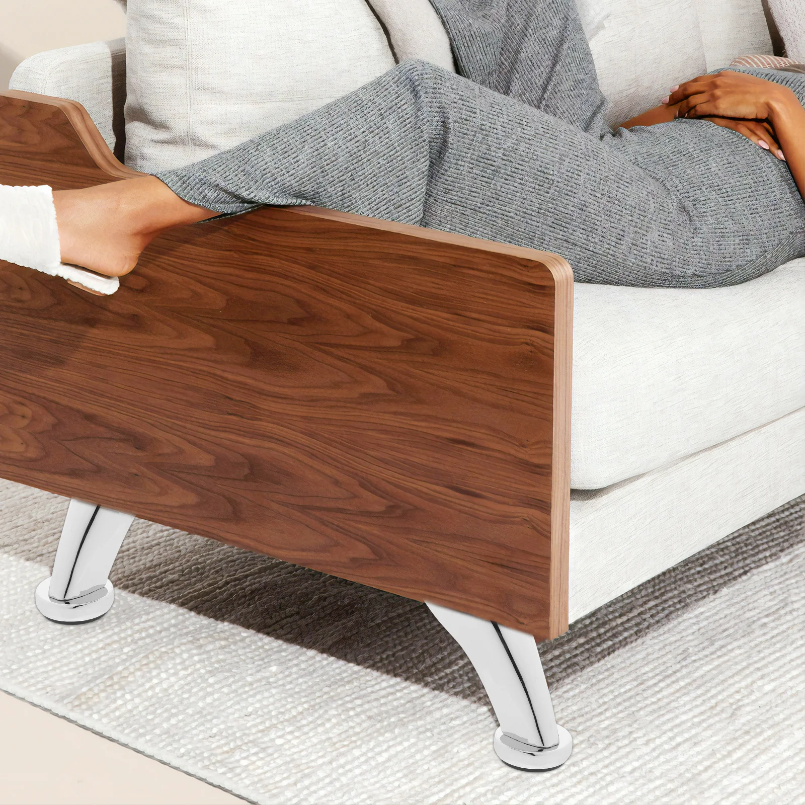 4Pcs Metal Furniture Legs 9Cm Height Heavy Duty Sturdy Support Chrome Finish Modern Design for Sofa Table Cabinet Bench