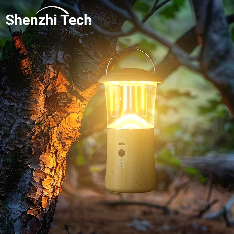 

Портативный светодиодный кемпинговый фонарь Shenzhi Tech с текстурой под дерево, перезаряжаемый через Type-C, 360° ° Фонарь с функцией Power Bank для кемпинга и экстренных ситуаций