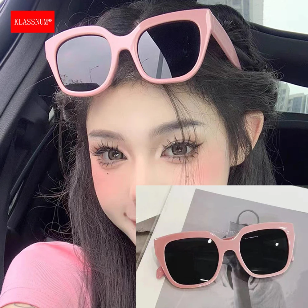 KLASSNUM Oversized Square Women 2026 Trendy Sunglasses Cat Eye Lens UV400 Protection Lightweight Sunglasses for Outdoor Travel