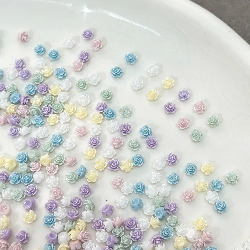 Diamantes de imitación de rosas en 3D para decoración de uñas, accesorios para manicura, manualidades, simulación de rosas, 100 piezas