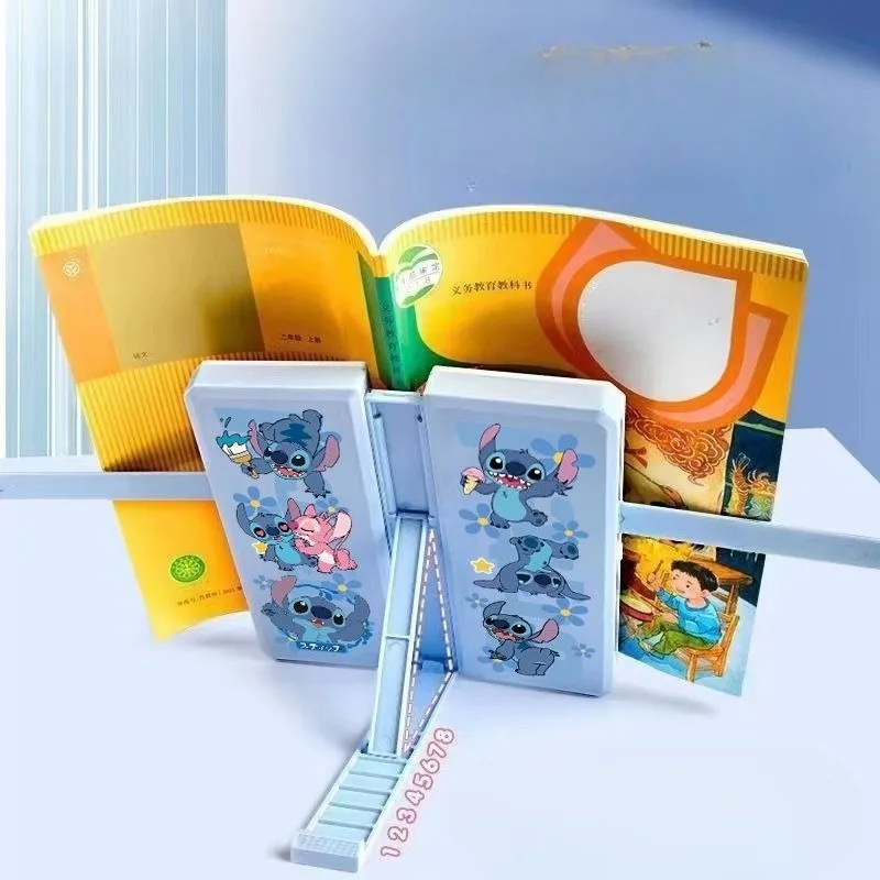 ديزني غرزة صندوق أدوات مكتب متعدد الوظائف أنيمي القراءة حامل صندوق القلم للأطفال مزدوجة الطبقات القلم حقيبة صندوق تخزين الهدايا