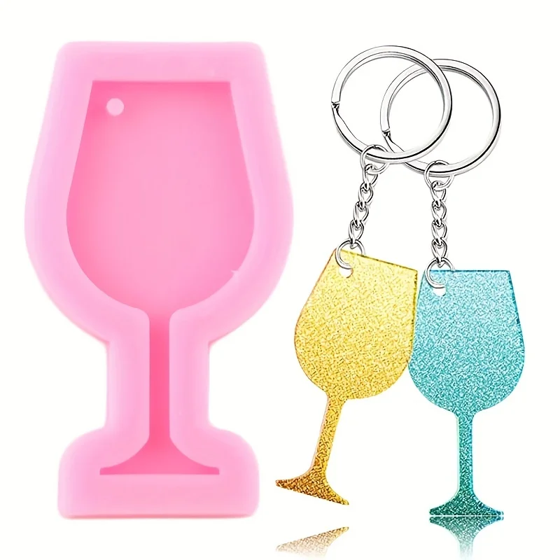 1 piece, mirror drip glue keychain for wine glasses, silicone mold, crystal high legged glass mirror drip glue mold