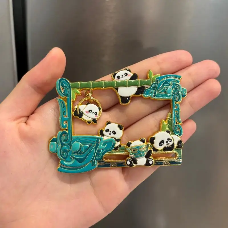 

Panda Flower Sanxingdui Magnetic Mobile Refrigerator Sticker Cultural Creative Souvenir Sichuan Tourism Handmade Art Decor