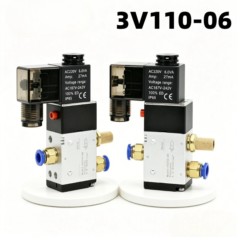 3V110-06/3V210NC Pneumatic Solenoid Valve, One in And One Out, Two-position Three-way Solenoid Control Valve, Normally Closed