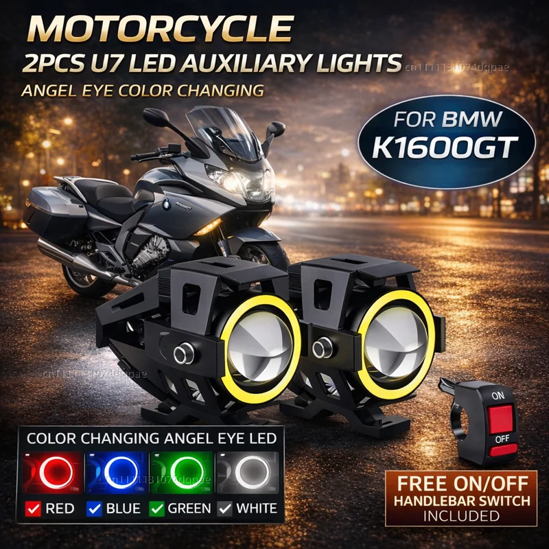 Waterproof Motorcycle LED Headlight 3000LMW U7 Motorbike LED Driving Fog Spot Light with Switch For BMW K 1600GT K1600 GT K 1600