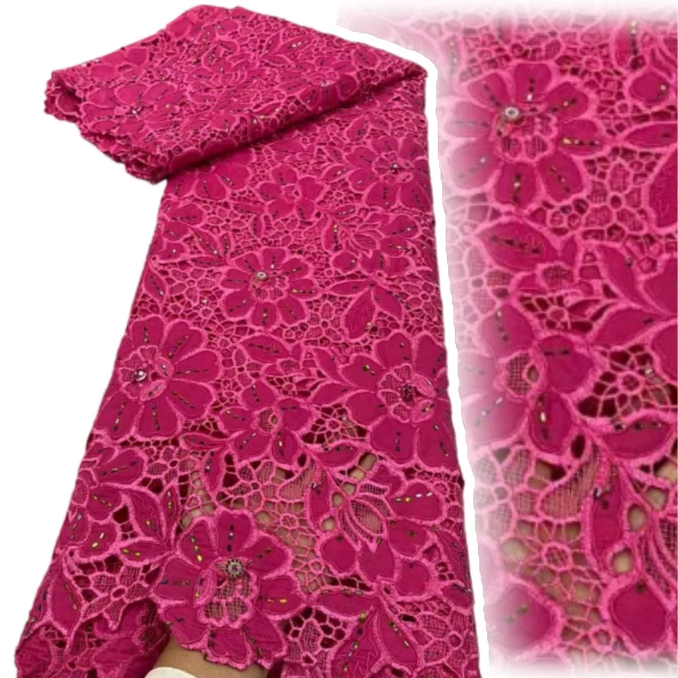 

Nigerian Tulle Lace Fabric for Sewing, Wedding Embroidery Dress, Chiffon Party Guipure, High Quality, Cotton Cord Fabric AH1781