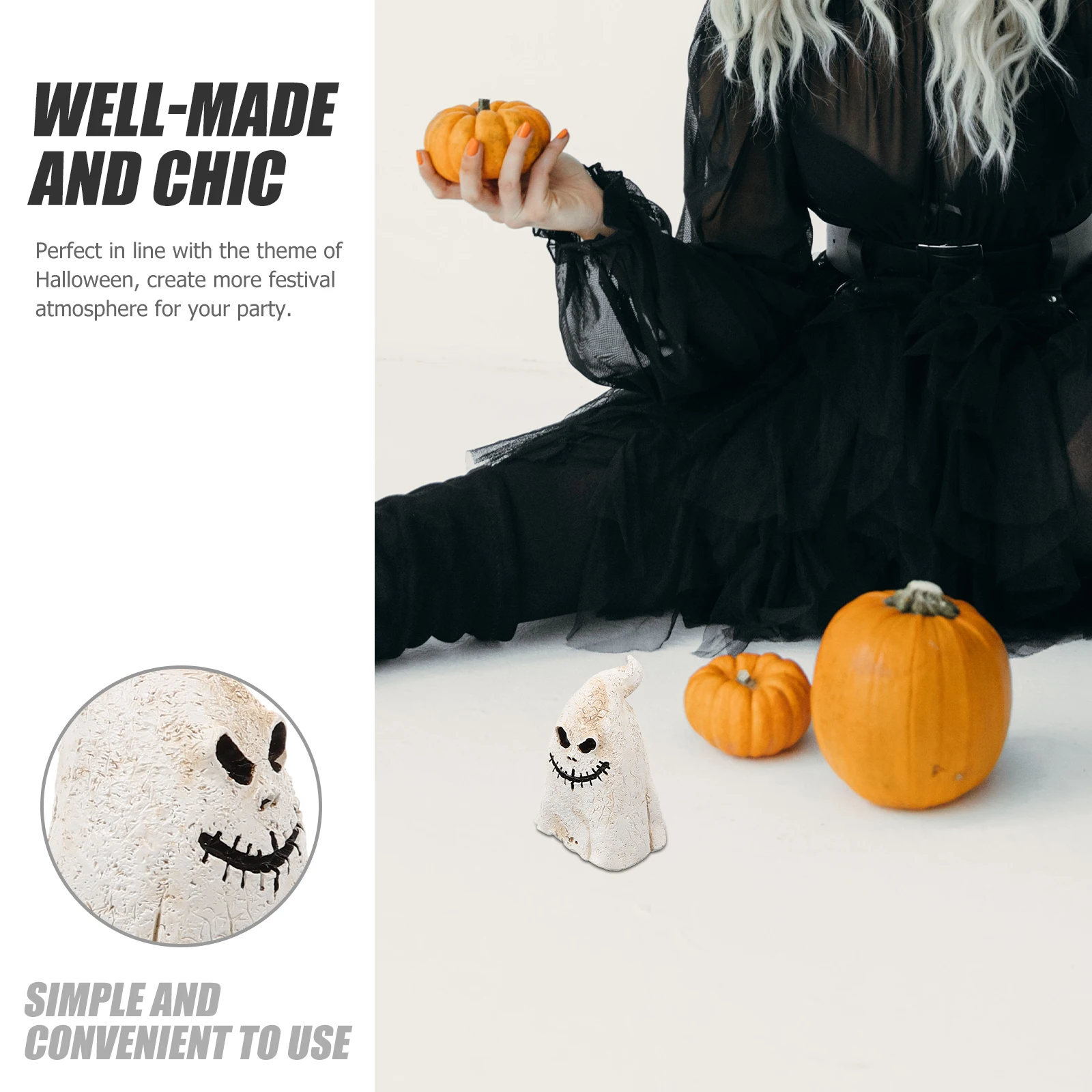 

Candlestick Resin Crafts Halloween Ornament Ghost Mini Figurines Ornaments Indoor Synthetic Decoration