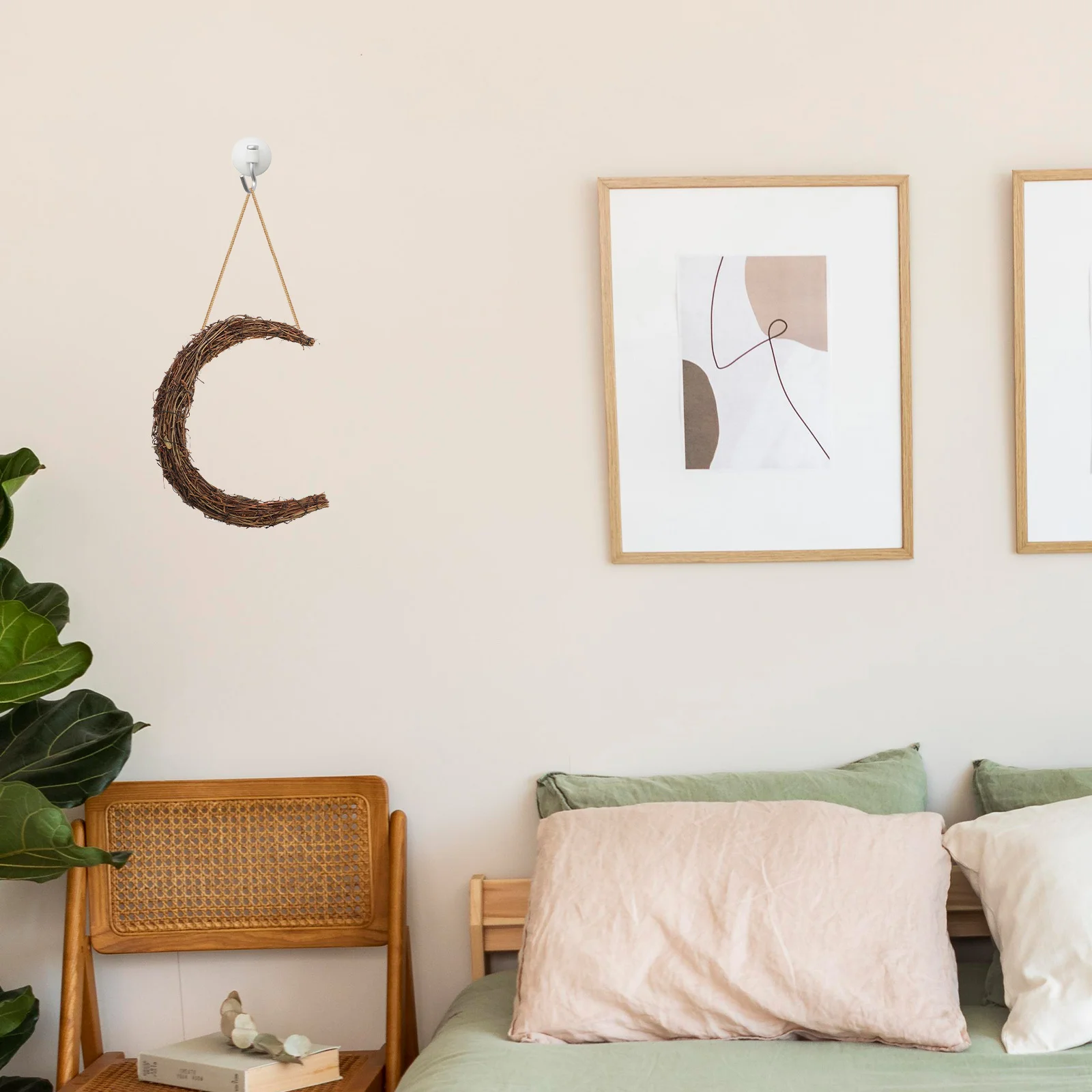 

Moon Shape Grapevine Wreath 35cm Natural Rattan DIY Craft Christmas Decoration Home Party Decors Brown Natural Grapevine Wreaths