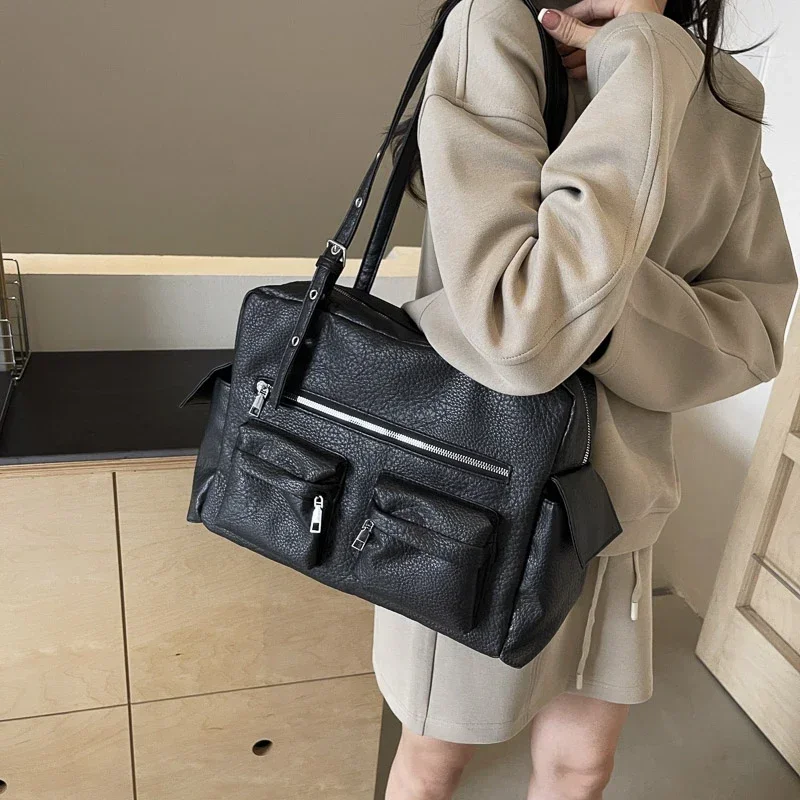 Light Luxury Casual Commuter Toth Female Bag Large Capacity 2024 New Fashion Trend Solid Color Tote Bag Women\'s Shoulder Bags