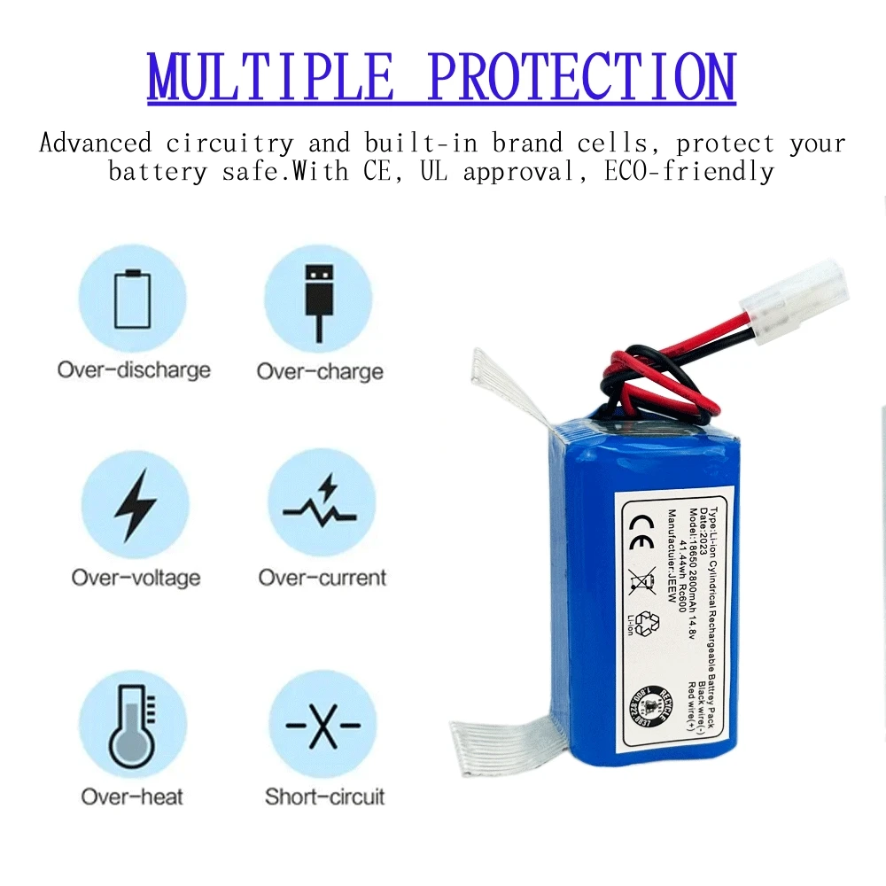 14.8V 2800mAh RS-RT900866 Li-ion Battery Side Brush For Rowenta Tefal Explorer Serie 20 40 60 Robot Vacuum Cleaner Accessories