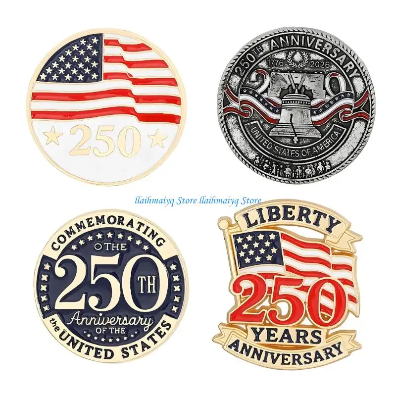 

573B Collection Of 4 Unique Patriotic Brooches Featuring Sturdy Alloy Materials And Elegant Designs