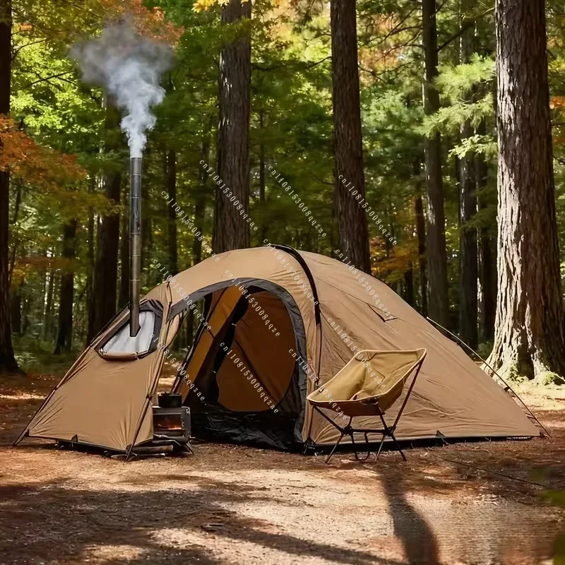 Professional Motorcycle Touring 2Person Hot Tent with Stove Jack,Ridge Tent Outdoor Windproof Rainproof Camping Shelter