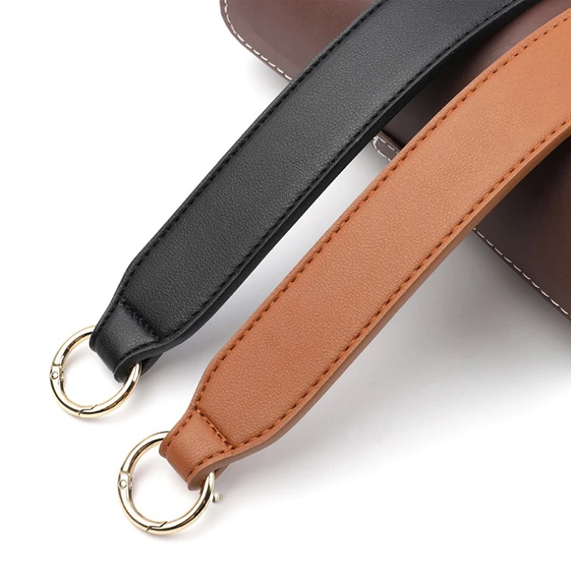 PU Leather Bag Strap, Handbags Handles, Curto Purse Strap, Golden Buckle, Substituição Bag Belt Band