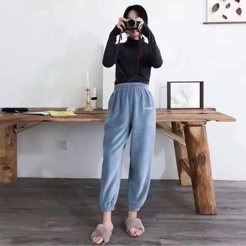 Winter Women Underwear Thermal Warm Trousers Velvet Pajama Pants Waist Home Women Casual Cashmere Trousers Autumn