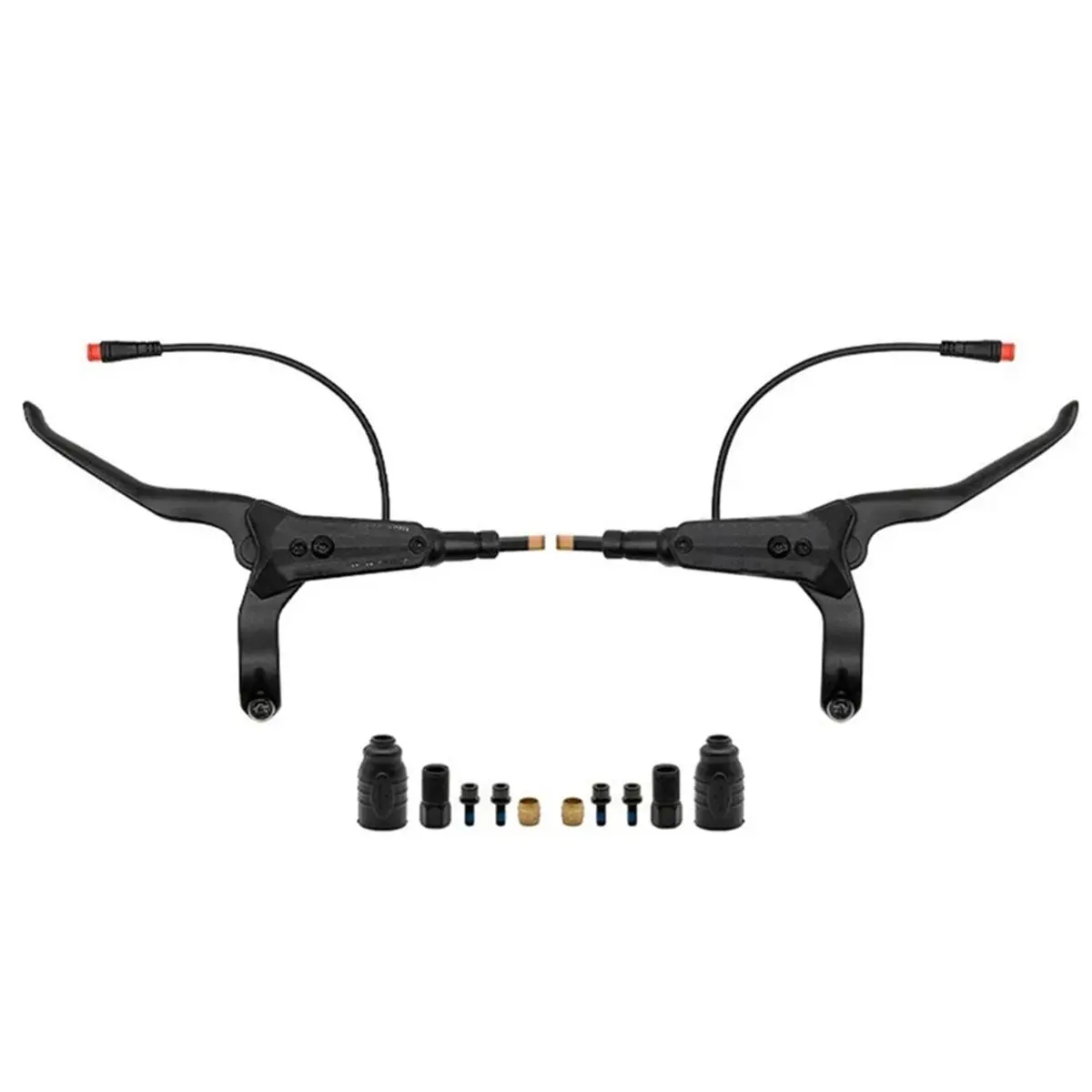 PHONE&GEAR 4-Piston Hydraulic Disc Brake Set Electric Scooter Front Right 140cm & Rear Right 220cm MTB E-Bike Brake Kit