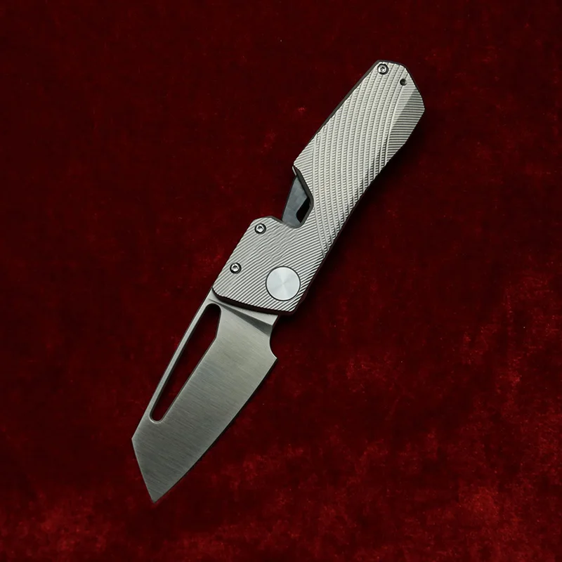 LEMIFSHE M390 Winterpudding Milled Titanium Handle Ceramic Bearings Pocket EDC Tool Fishing Camping Hunting Pencil Folding Knife