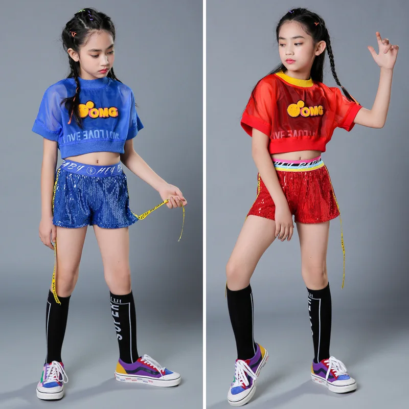 Girls' Summer Clothes Performance  Girls' Dance Clothes Korean Version Hip Hop Suit Jazz Dance Dress