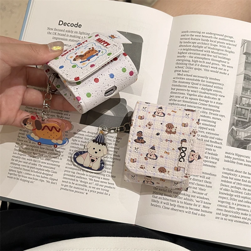 เคสหนังลายการ์ตูนลูกสุนัขน่ารัก ลายตาราง สำหรับ AirPods 1 หรือ 2 3 4 AirPods Pro3 Pro 2