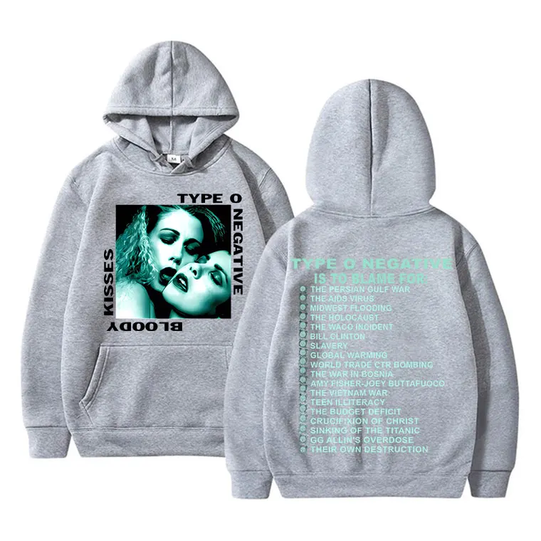 Rock Type O Negative 1993 Bloody Kisses Touring Hoodie Men Women Vintage Gothic Metal Sweatshirt Men\'s Cotton Oversized Hoodies