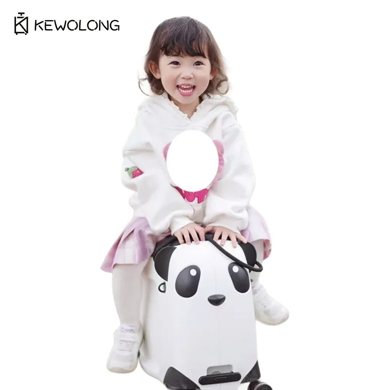 

21 Inch Children's Luggage - Panda PP Suitcase Kids Can Sit On Aluminum Pull Handle & Silent Wheels Carry On Bag