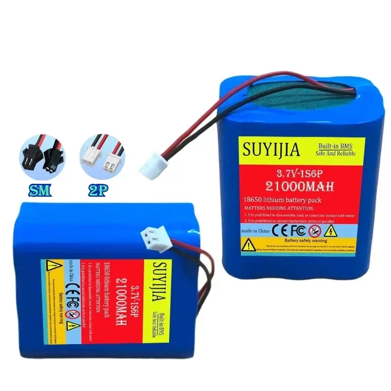 3.7V 21000mAh 1S6P 18650 Rechargeable Li-ion Battery Pack for LED Light Bluetooth Speaker Spare Replacement Original Battery