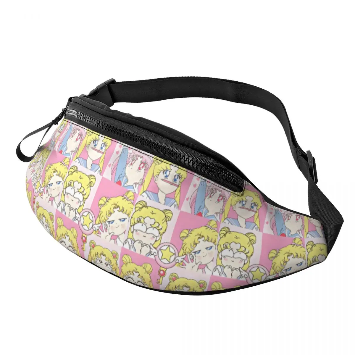 

Custom Sailors Anime Moons Fanny Pack for Men Women Fashion Cute Cartoons Crossbody Waist Bag Travel Hiking Phone Money Pouch