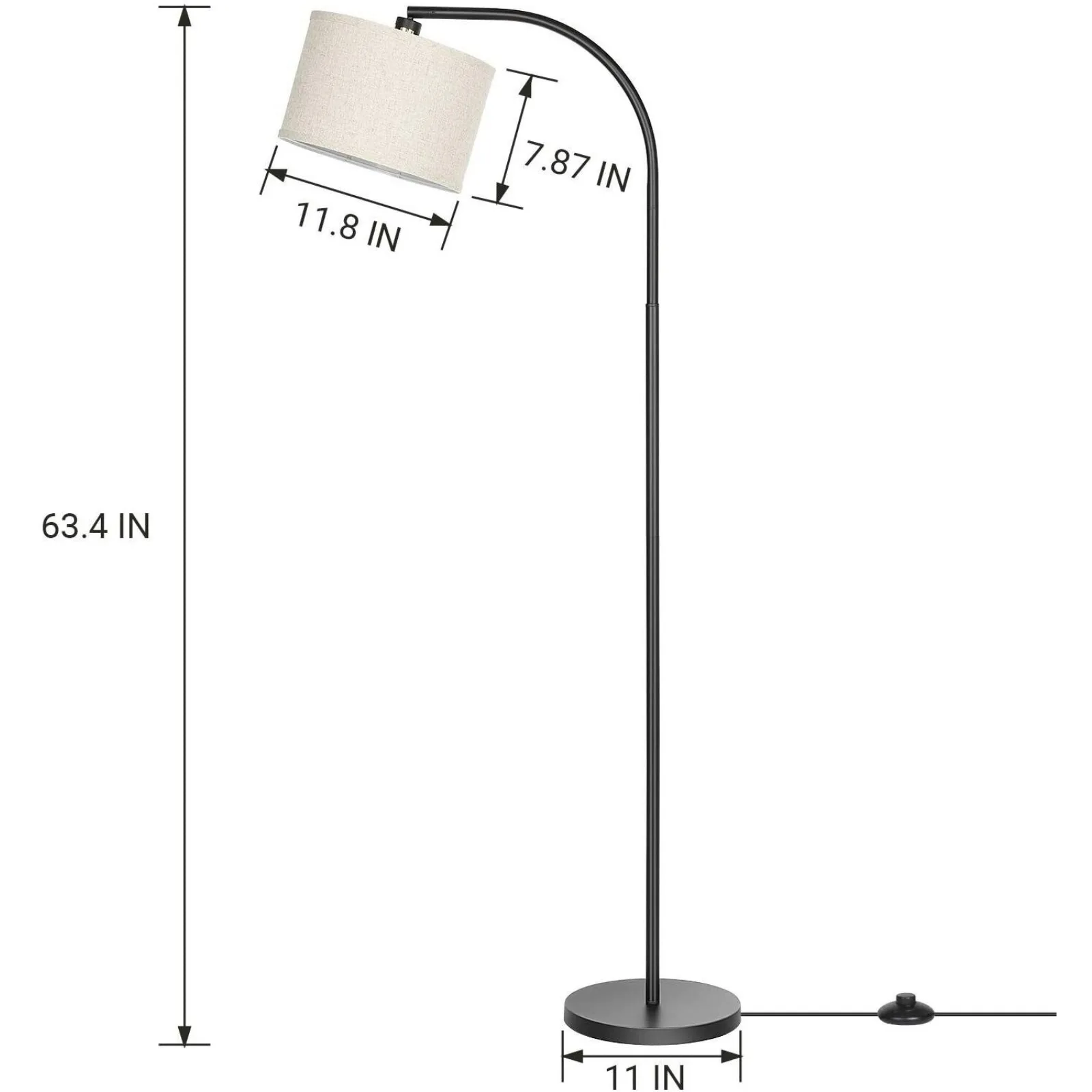 US  modern arched floor lamp 63.4-inch high curved floor lamp-