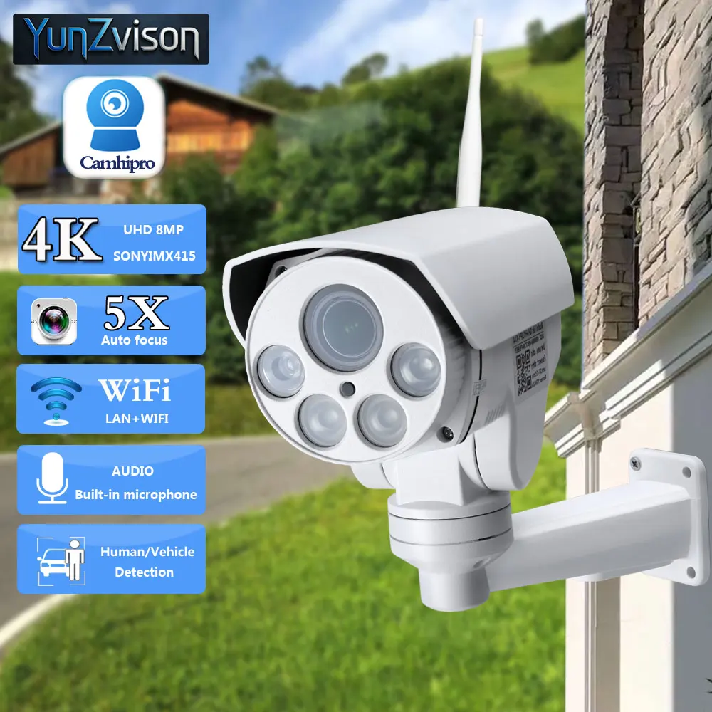 

C-R UHD 4K 8MP Surveillance Vedio Wireless PTZ Security Wifi Камера 5x Optical Zoom Audio Record Humanoid Tracking IR 50M