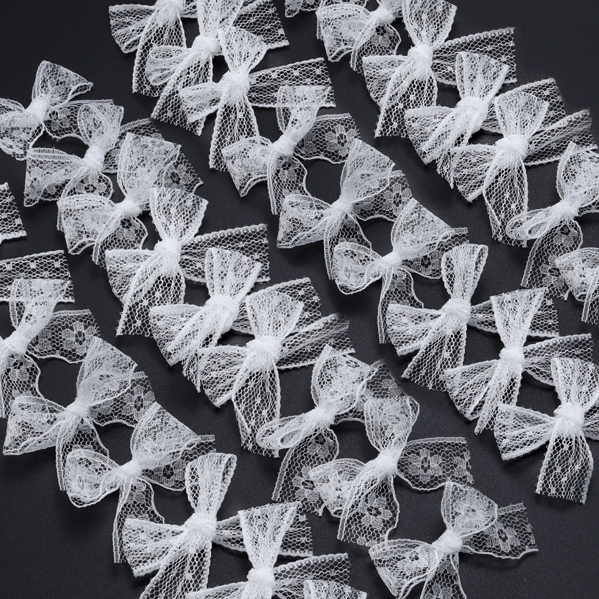 20Pcs/Lot 4*5.5cm Polyester Lace Bows White Embroidery Bowknots For DIY Sewing Crafts Handmade Gifts Clothing Hair Accessories