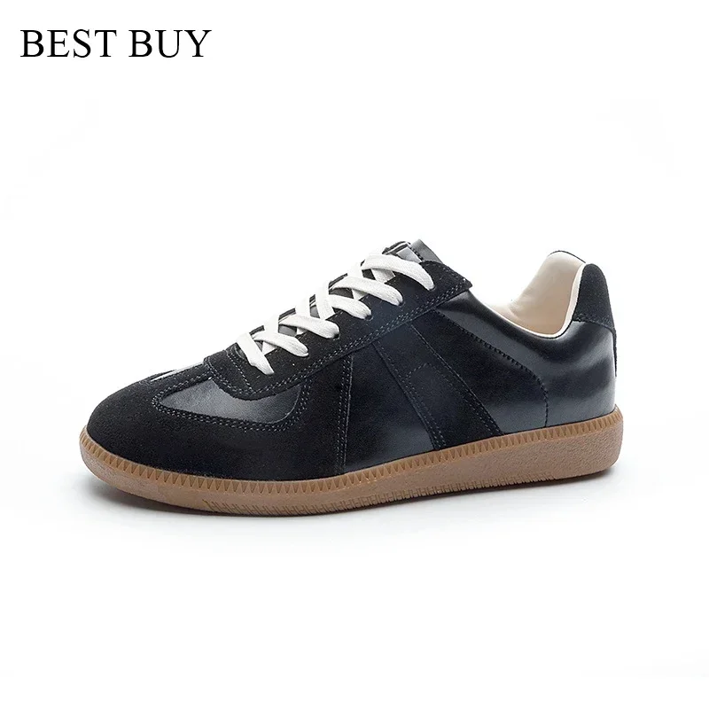 2024 neue Echtes Leder Casual Turnschuhe Frauen Dicke Sohle Plattform müßiggänger Schuhe Designer Lace Up Walking Sport Damen Schuhe