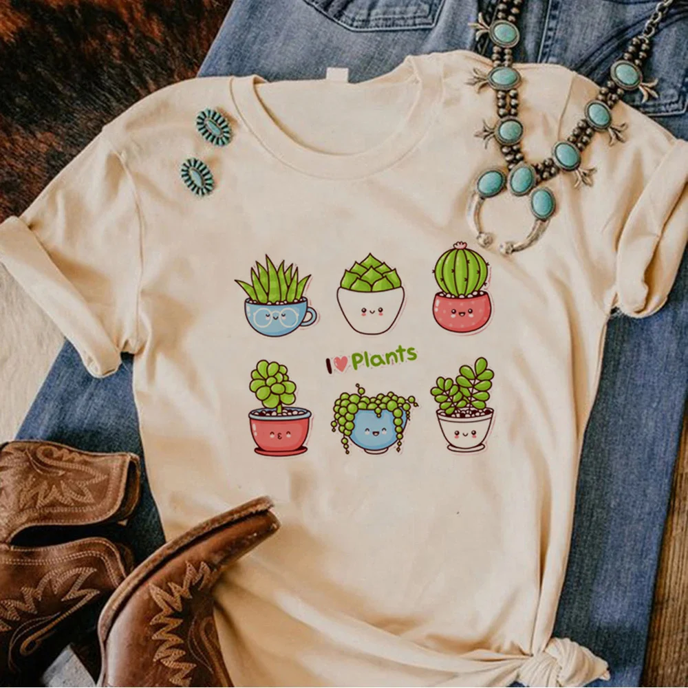 Plants Love t shirt women summer funny t shirt female y2k graphic clothing