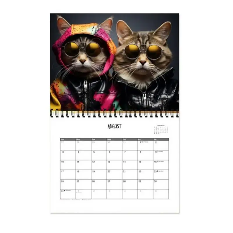 Funny Cat Calendar Household Cats Monthly Calendar Funny Colorful Wall Calendar Dangling Calendar For To-Do List Notes Home