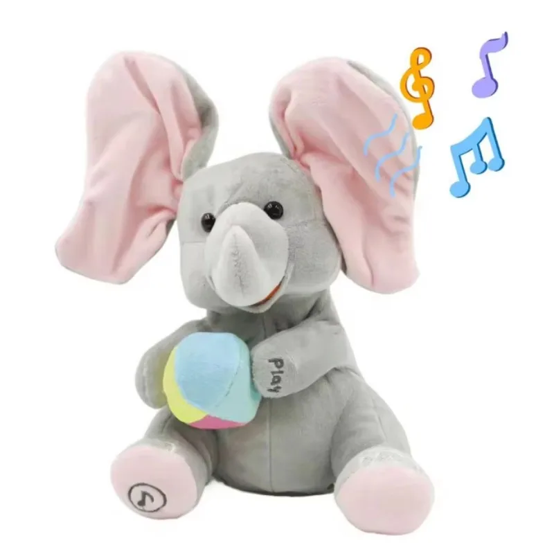 

Hide-and-seek Elephant Plush Toy Flapping Ears With Cheerful Songs Elephant Soft Soothing New Born Gift For 3-12 Months