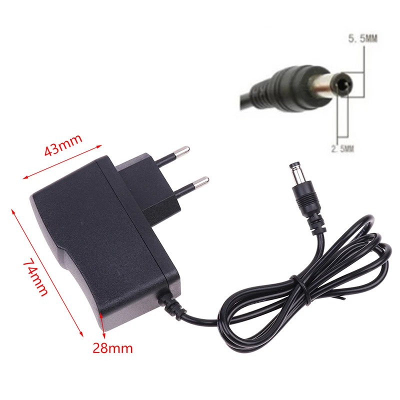 AC DC 9V 1A 1000ma Power Adapter Supply EU Plug Reverse Polarity Charger Adaptor AC 100V-240V Converter Negative Inside Switch