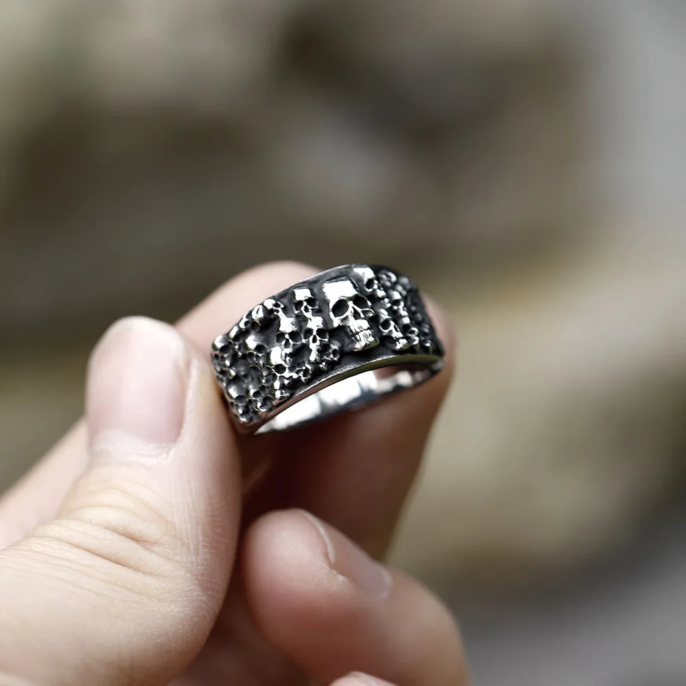2022 NEW Men\'s 316L stainless steel rings Vintage Halloween Gothic Funny Devil Skull punk fashion jewelry free shipping