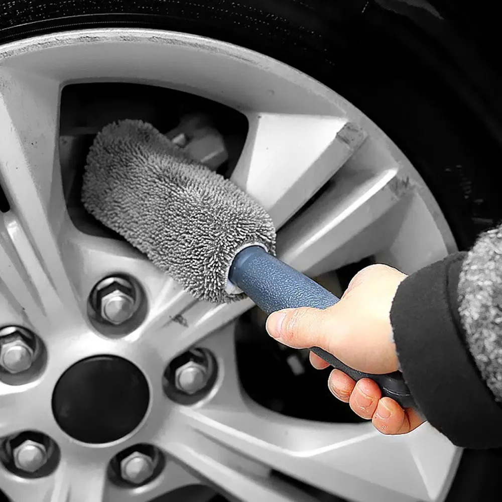 

1Pc Car Cleaning Tools Gray Microfiber Car Wash Brush Car Detailing Tool Auto Tire Wheel Rim Cleaning Brush Dust Remover Brush