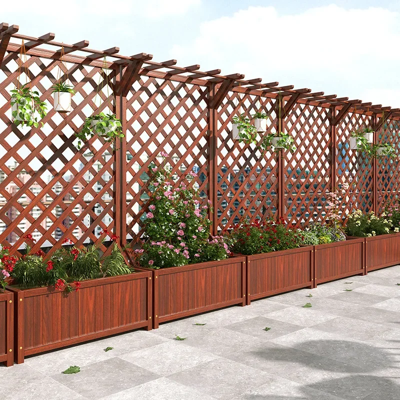 Outdoor outdoor fence courtyard partition flower box grid climbing vine