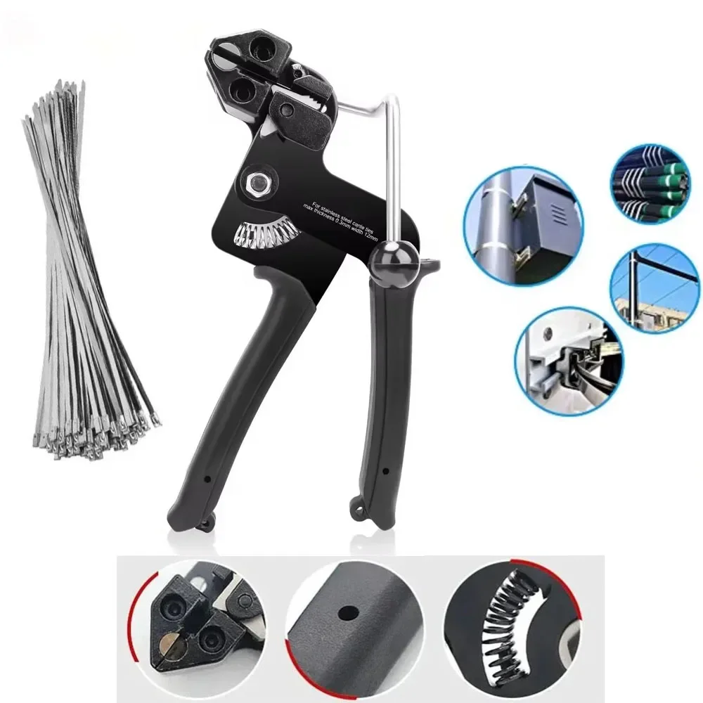 

Stainless Steel Cable Tie Plier Reusable Metal Hose Tie Hand Tool Cable Ties Set Fasten and Release The Pipe 100PCS 4.6-12mm