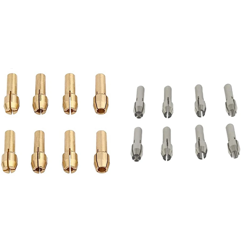 Brass Chuck Set 8 Pieces Of Brass Chuck Is Suitable For Dremel Rotary Tools, Including 4 Sizes (1/1.6/2.3/3.2Mm)