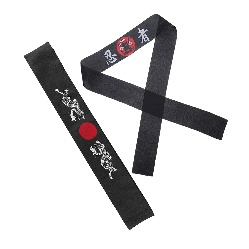 2 Pcs Japanese Ninja Headscarf Cooking Costume Decorative Karate Headbands Accessory Clothing Chef Polyester Samurai Miss